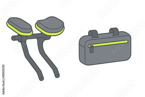 Clip-on bicycle aerobars with handlebar storage bag isolated