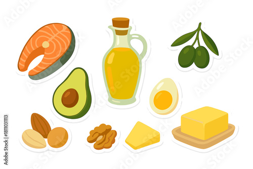Essential sources of healthy fats for ketogenic and low carb diets presented as modern graphics