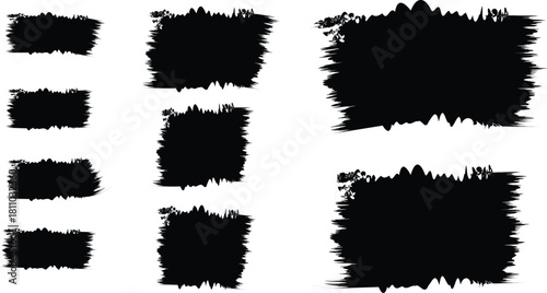 Set of black ink grunge frames on white background