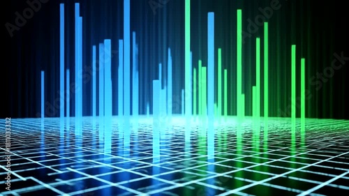 Vibrant Digital Sound Waves Representing Audio Frequencies in a Modern Setting