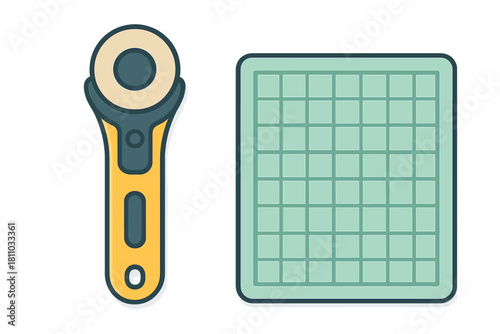Rotary cutter and self-healing cutting mat for sewing and quilting projects