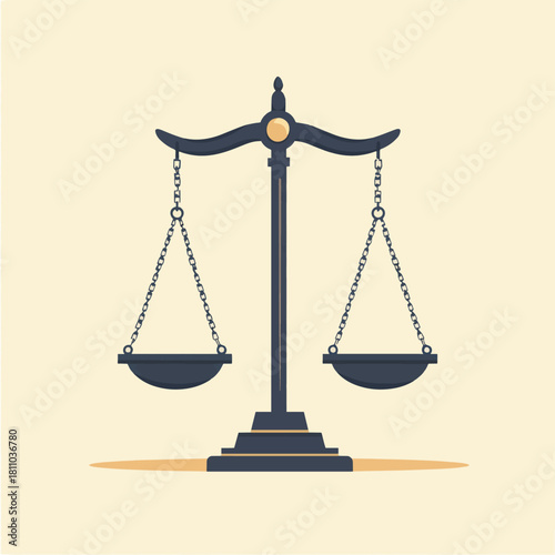 Illustration of classic scales representing law and fairness concept  , vector style simple color