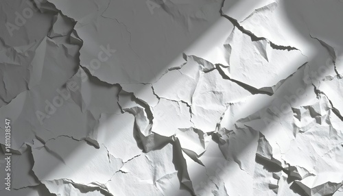 Deeply creased, textured paper background with shadow and light play,  paper,  crumpled paper