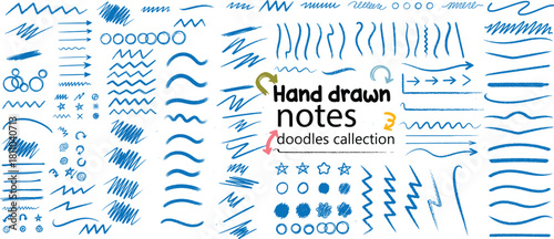 Blue Underlines and Emphasis Crayon Elements Bundle – Hand-Drawn Crayon Strokes, Highlight Lines, Doodle Underlines, Sketch Text Emphasis Set