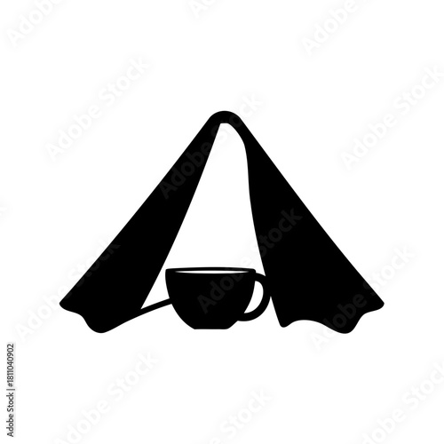Silhouette of coffee cup with fabric draped over it Vector