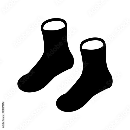 Matching pair of black socks clothing item icon design Vector