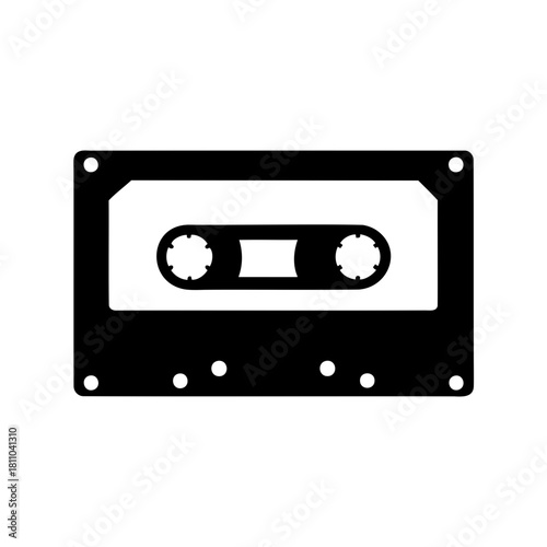 Classic audio cassette tape icon, vintage sound media Vector