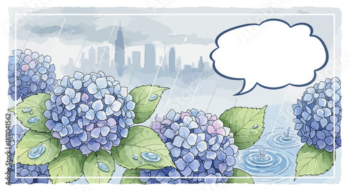 Rainy Day Hydrangeas Greeting