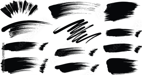Mega bundle of different ink brush strokes:rectangle,square and round freehand drawings.Ink splatters,grungy painted lines,artistic design elements