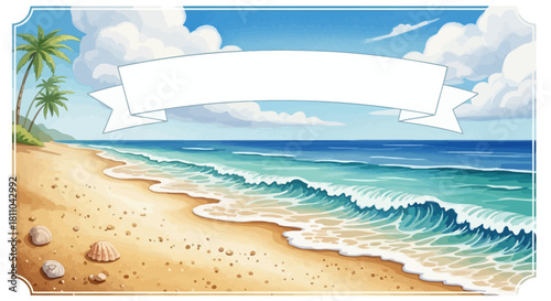 Tropical Beach Ocean Waves Banner Layout