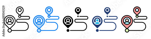 Journey icon set multiple style collection