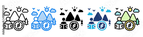 Exploration icon set multiple style collection