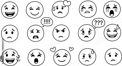 Feedback emoticons emojis. Smiley icons set in trendy flat style. Happy, neutral, sad, emoji, vectors. Customer satisfaction rating scale with good and bad emotions isolated on transparent background.