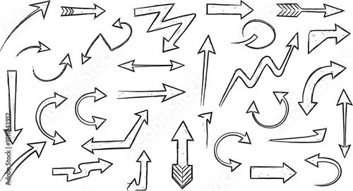 ink brush hand drawn arrows vector collection black sketch directional icons for graphic design and educational use