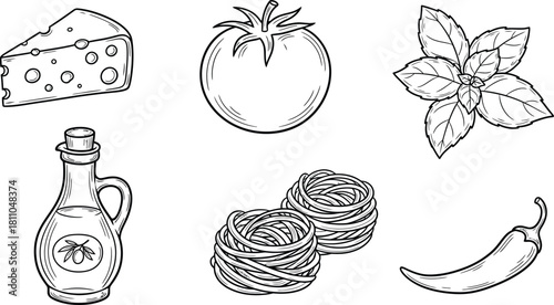 Collection of colorful hand drawn fresh delicious vegetables isolated on white background. Bundle of healthy and tasty vegan products, wholesome vegetarian food. Flat cartoon vector illustration
