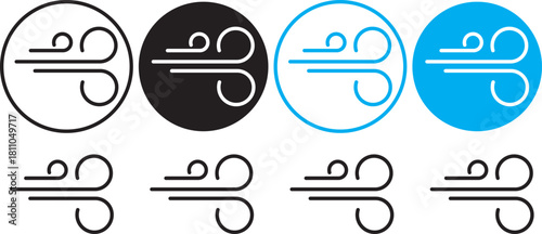 Wind icons set. Blowing wind icon vector logo set collection. high quality black style vector icons. Set wind blow line icon. Blowing wind outline icons. Windy weather symbol