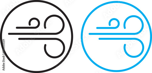Wind icons set. Blowing wind icon vector logo set collection. high quality black style vector icons. Set wind blow line icon. Blowing wind outline icons. Windy weather symbol