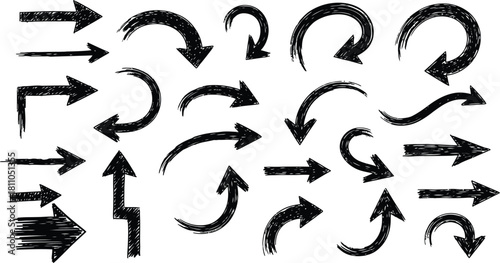 ink brush hand drawn arrows vector collection black sketch directional icons for graphic design and educational use
