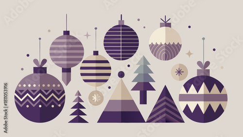 vertical banners displaying colorful Christmas trees, each with unique decorations and designs..eps