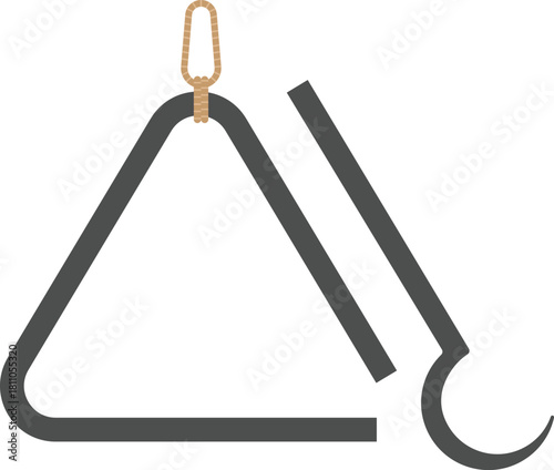 Triangle Dinner Bell Flat Illustration. Clean Icon Design Element on Isolated White Background
