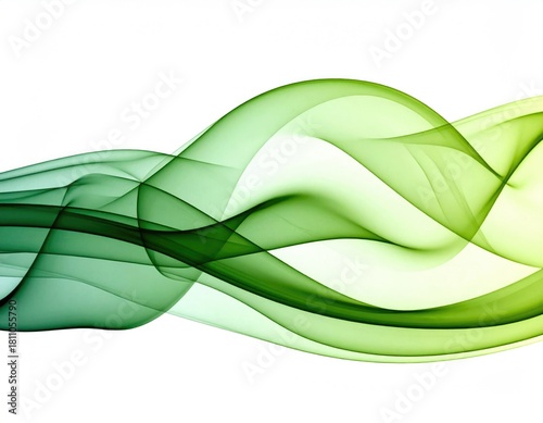 Swirling green gradients flow across a white background