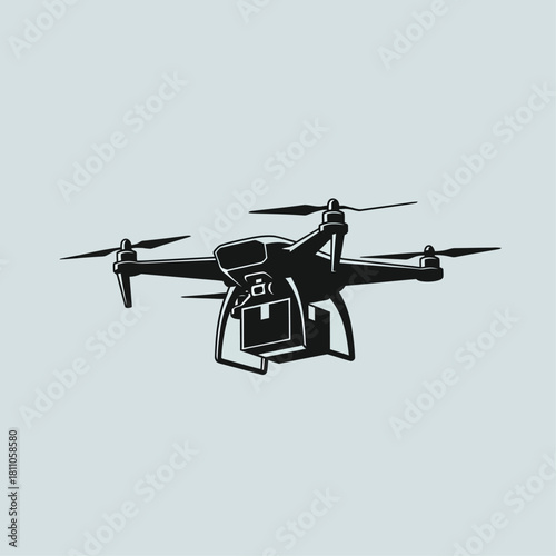 Drone delivery package flying aerial