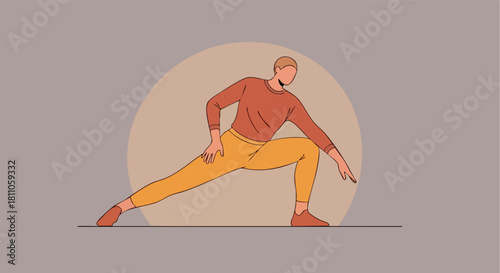 Man performing a deep low lunge (Runner's Lunge) for hip flexor and hamstring stretching.
