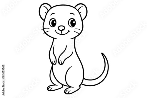 Cartoon ferret standing on two legs with cute smiling face and tail