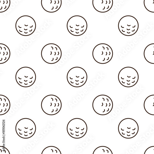 line art pattern of golf ball. It is a light cream or off-white colored sphere with several small, dark brown, crescent-shaped markings scattered across its surface