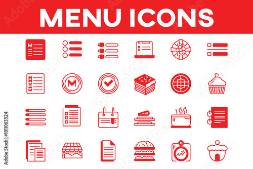 menu list document food file icon set line style