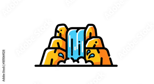 A cartoon illustration of a waterfall.