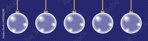 Hanging translucent spheres against a vibrant textured blue background