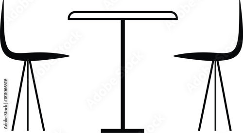 modern café chair table silhouette vector - section / side elevation - furniture design