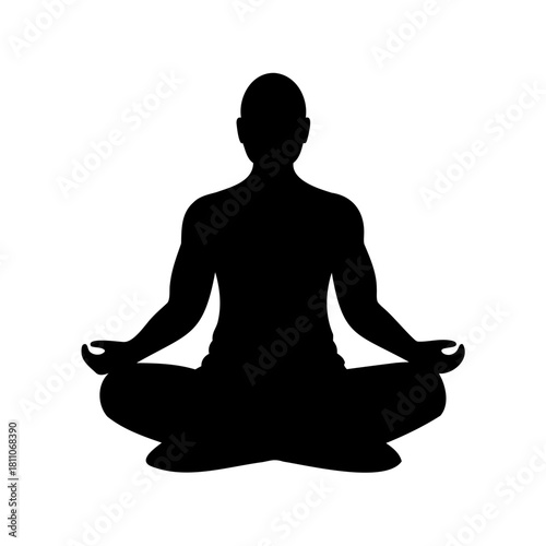 Silhouette of a person in lotus position for meditation and mindfulness