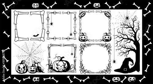 Halloween scary frames from bones
