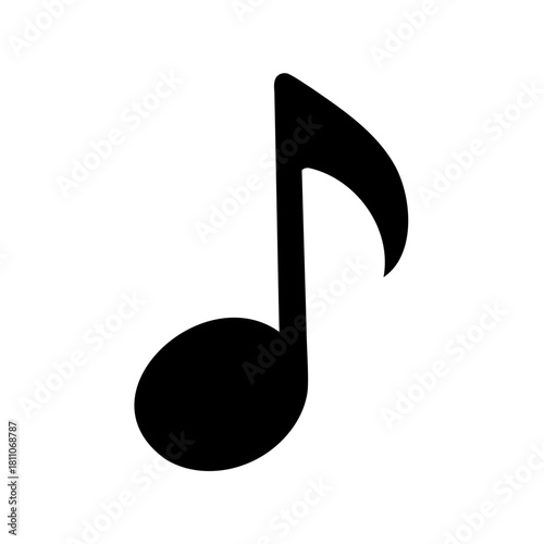 Black and white illustration of a single eighth music note symbol