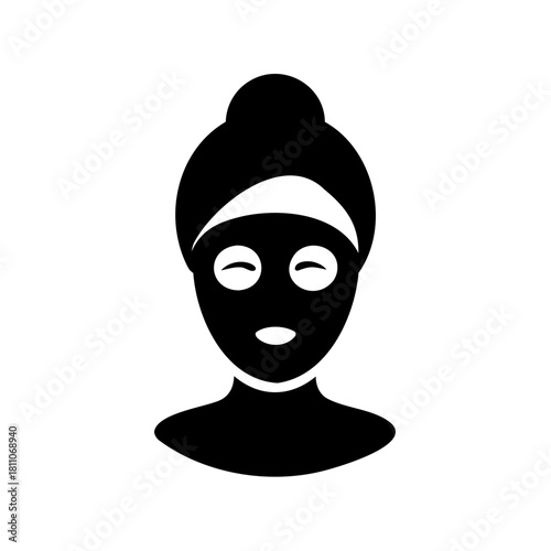 Stylized image of a woman with a facial mask for skin care