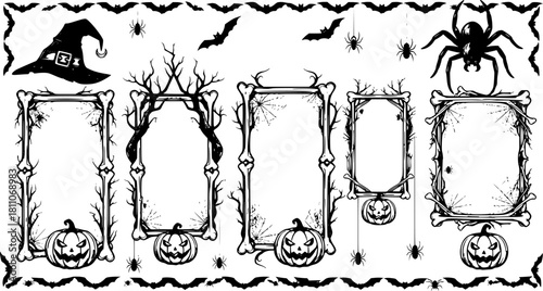 Halloween scary frames from bones