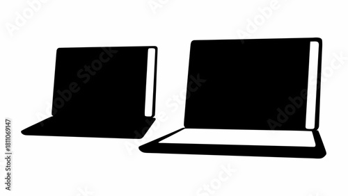 Sleek laptop icons for modern tech designs, perfect for minimalist websites or app interfaces, communicating technology and digital lifestyle needs