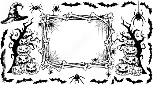 Halloween scary frames from bones