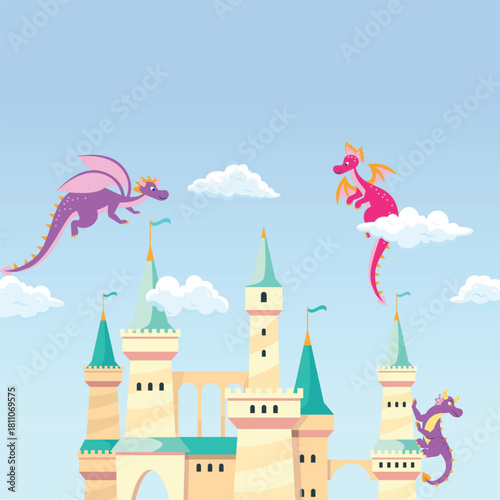fairy tale castle vector illustration