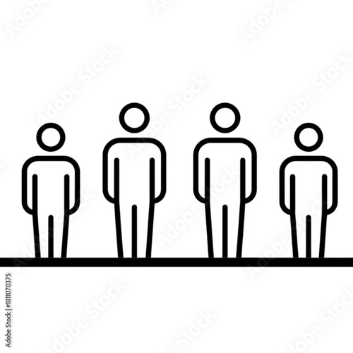 A collection of minimalist icons featuring individuals and groups in various social interactions and standing positions vector image