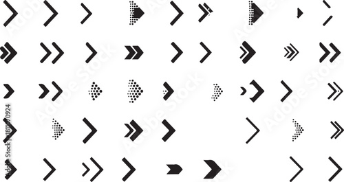 Arrow Array: A collection of various arrows, pointing toward a single direction, which presents an array of arrows in a design that symbolizes progression, guidance, or choice.
