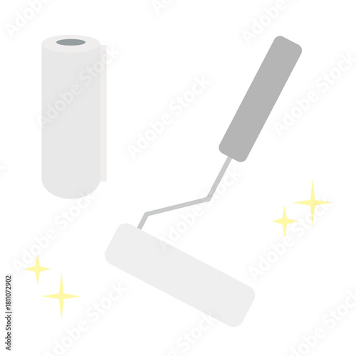 粘着クリーナーと交換用テープのイラストセット／掃除道具