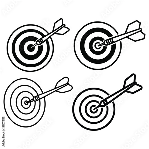Four hand drawn darts hitting targets in a simple illustration style