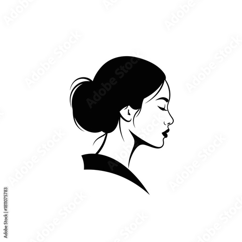 Elegant Profile of Woman Minimalist Design Single at Night Effect