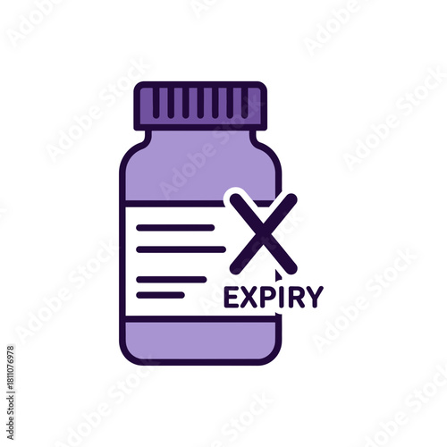 Medicine Bottle with Expiry Symbol Purple Illustration