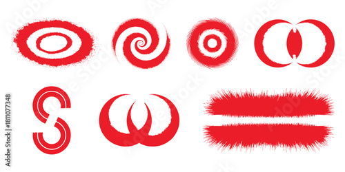 Collection of red abstract shapes isolated on, perfect for adding a vibrant and artistic touch to your designs or creating eyecatching backgrounds and elements