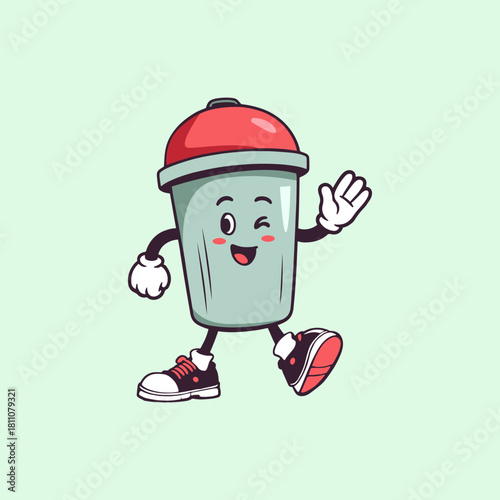 Trash can illustration. cartoon trash can character