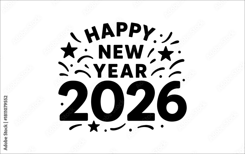 Fototapeta premium Happy New Year 2026 Typography Design 